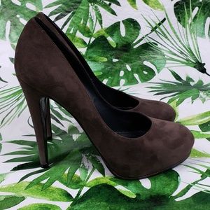 251iag Baldan Venezia brown suede round toe pumps…